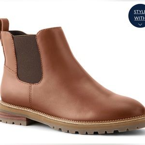 Land’s End Women's Side Zip Lug Chelsea Boots in Cognac
